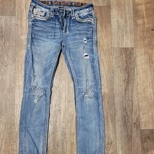 Rock Revival , size 28, Virtual Pink Mid rise Straight Womens Jeans Distressed